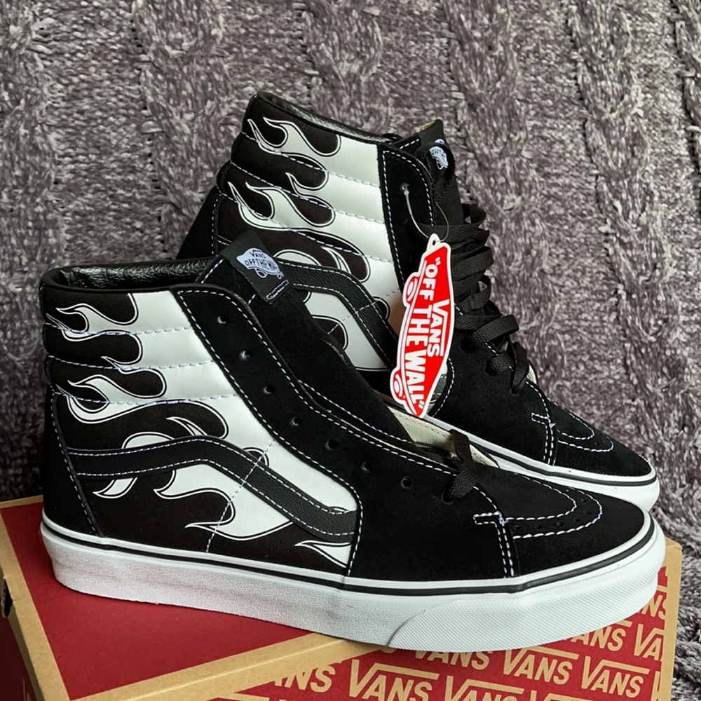 Vans Sk8-Hi Flame Black/White MENS - Picture 6 of 16